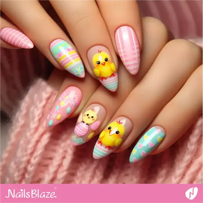 Colorful Chick Nails Design for Easter | Easter Nails - NB3416