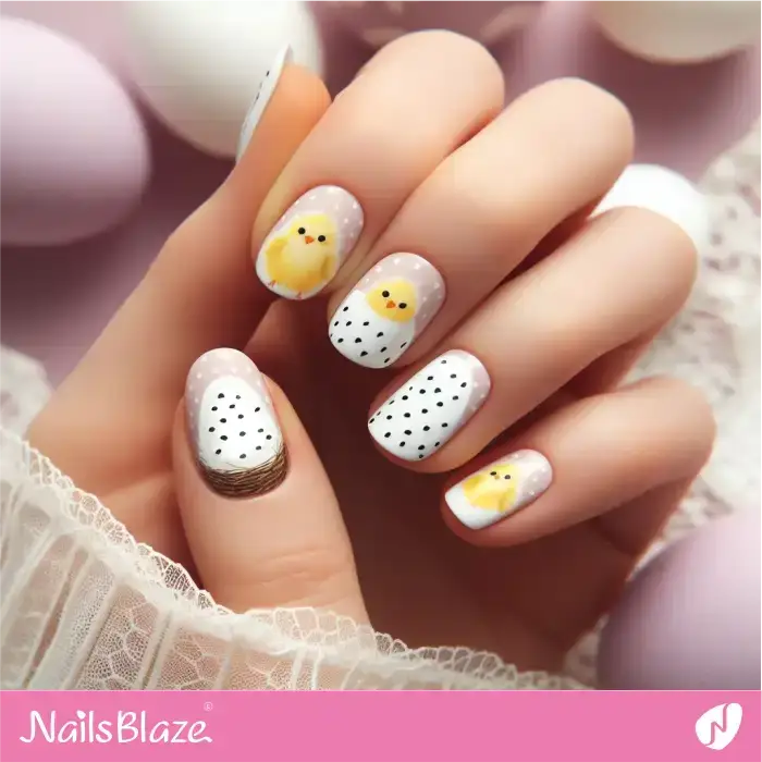 Easter Chicks and Eggs Nail Design | Easter Nails - NB3418