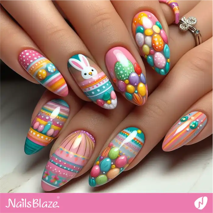 Glossy Colorful Nails for Easter | Easter Nails - NB3591