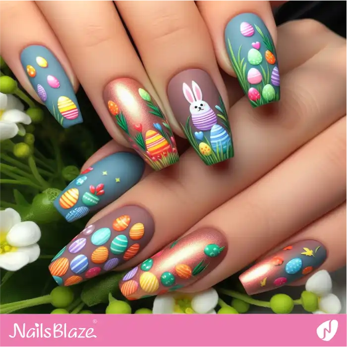 Colorful Easter Eggs Nail Design | Easter Nails - NB3594