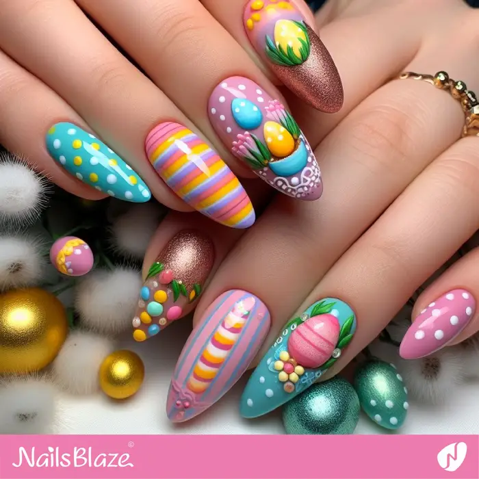 Easter Eggs on Mix n Match Nails | Easter Nails - NB3547