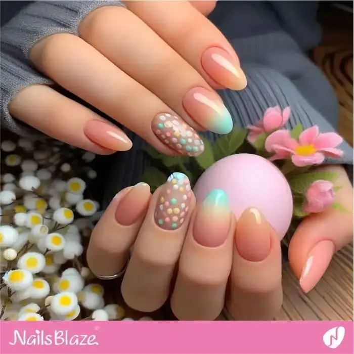 Almond Easter Nails with Colorful Eggs Accents | Easter Nails - NB3443