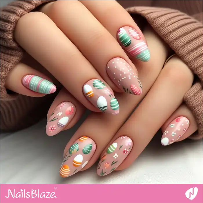 Easter Nails with Striped Eggs Design | Easter Nails - NB3444