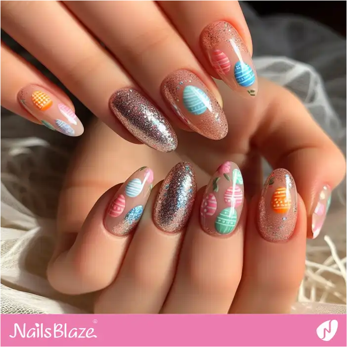 Glitter Easter Egg Nails Design | Easter Nails - NB3445