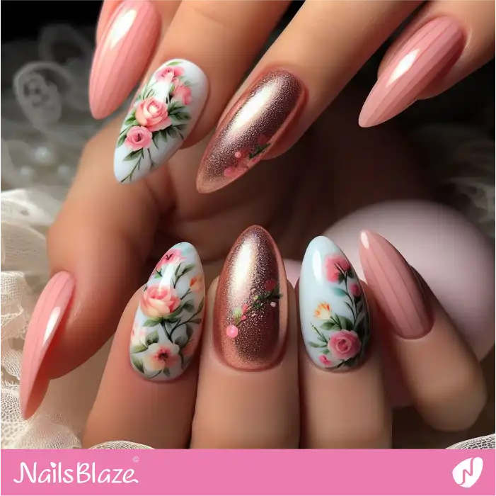 Pink Roses for Easter Nails | Easter Nails - NB3471