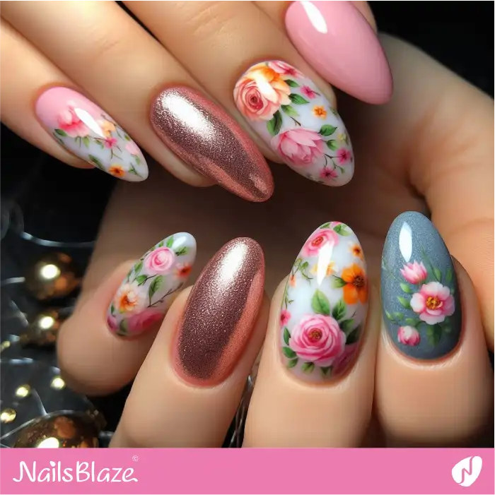 Elegant Floral Nail Design for Easter | Easter Nails - NB3460