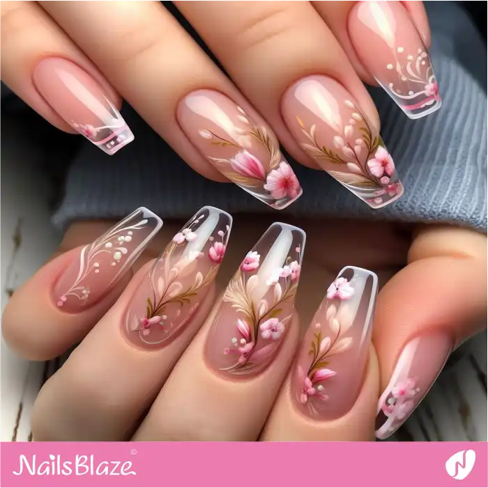 Easter Transparent Nails with Clear Tips | Easter Nails - NB3631