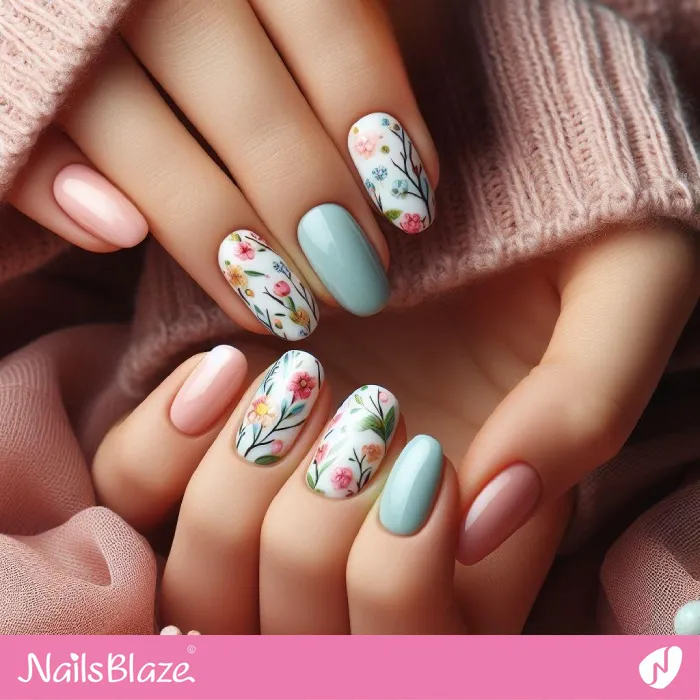 Easter Floral Accent Nails | Easter Nails - NB3464