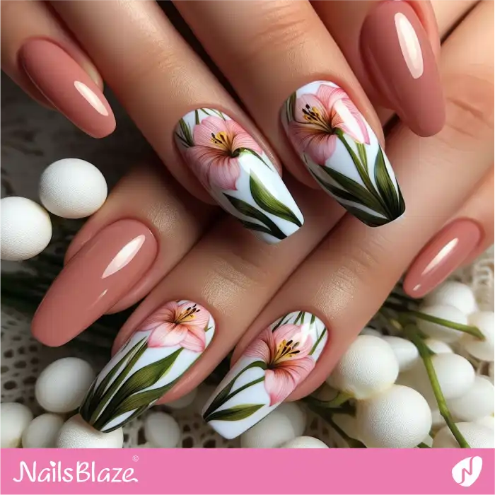 Lilies Nail Art for Easter | Easter Nails - NB3479