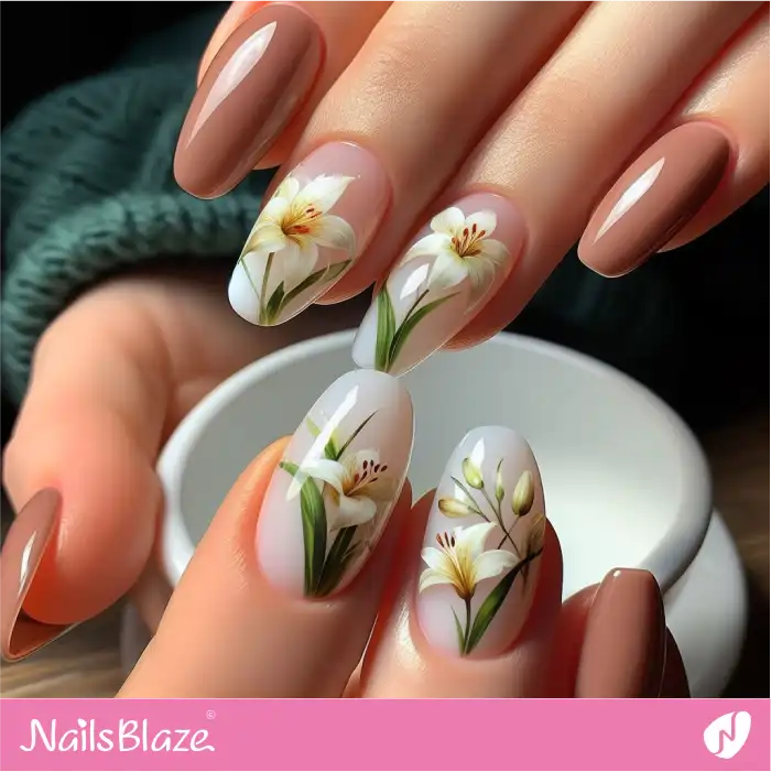 Beautiful Nails for Easter with Lilies | Easter Nails - NB3484