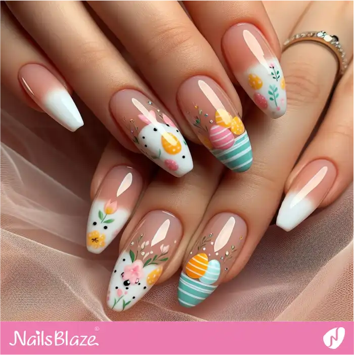 French Nails with Easter Theme | Easter Nails - NB3497