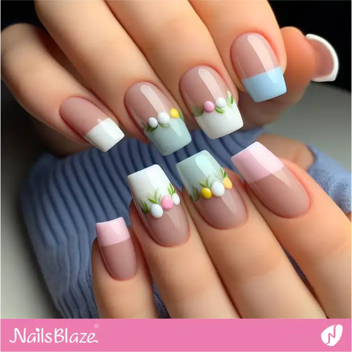 Easter Colorful French Tips Design | Easter Nails - NB3653