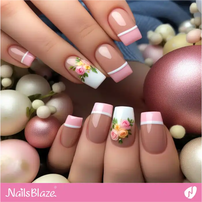 Pink and White Nail Tips for Easter | Easter Nails - NB3656