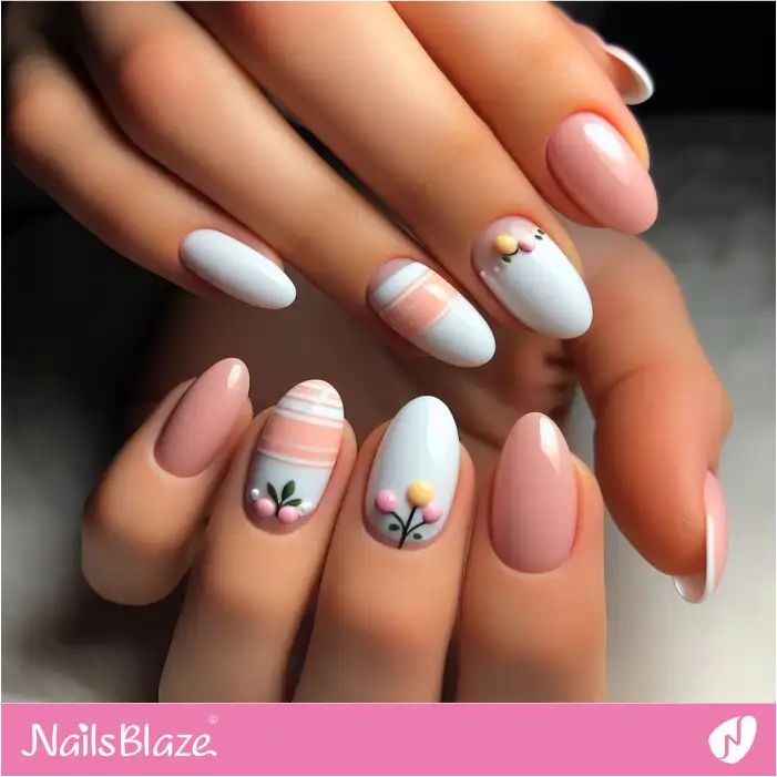 Easter Simple French Nails Design | Easter Nails - NB3659