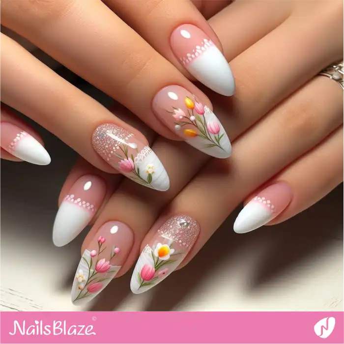Classy Easter French Nail Art | Easter Nails - NB3664
