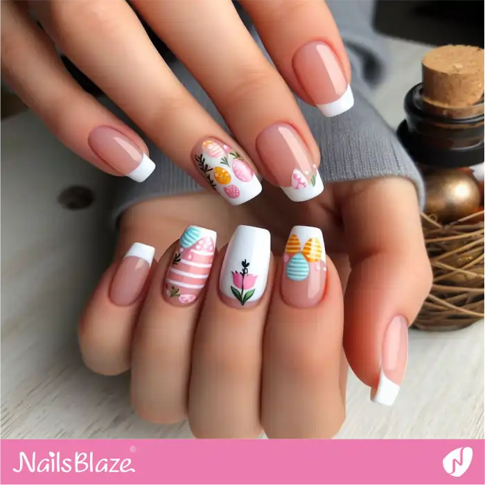 Easter Nails with White Tips | Easter Nails - NB3489