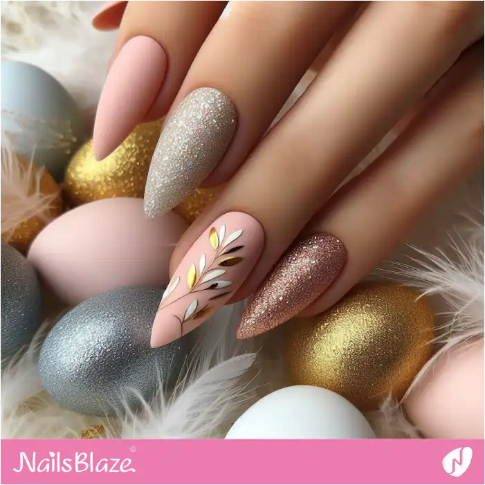 Matte Nails Glitter Design for Easter | Easter Nails - NB3638