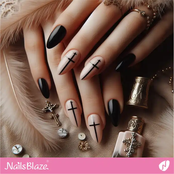 Christian Gothic Almond Nails for Easter | Easter Nails - NB3643