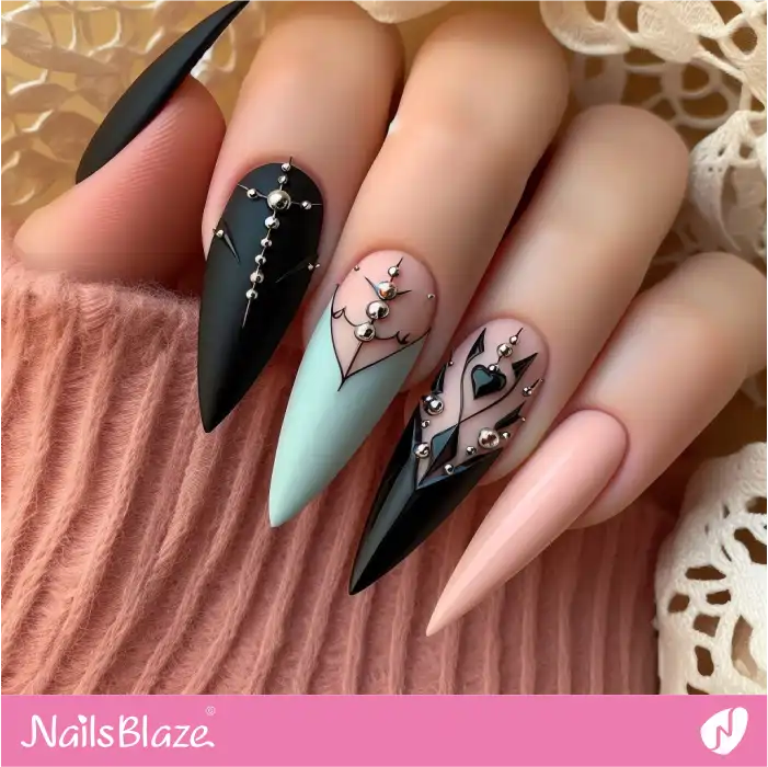 Embellished Easter Goth Nails | Easter Nails - NB3644