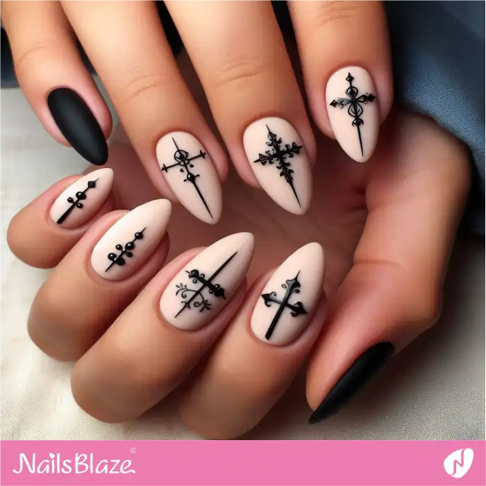 Religious Goth Nails for Easter | Easter Nails - NB3646