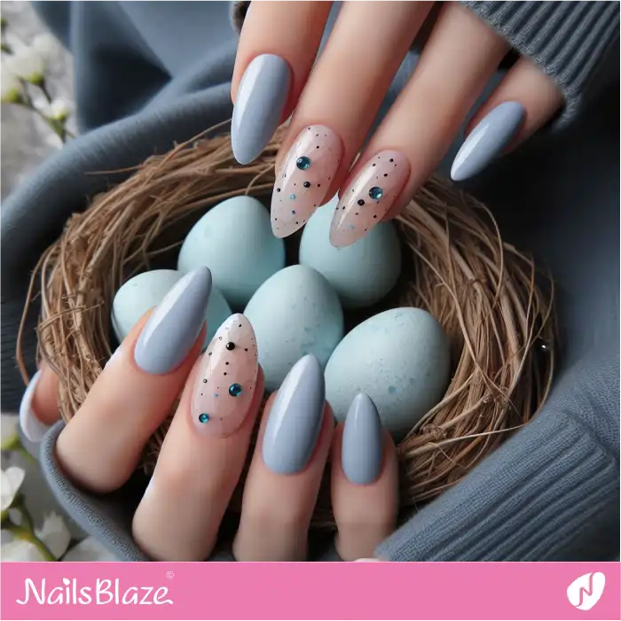 Blue Gothic Almond Nails for Easter | Easter Nails - NB3649