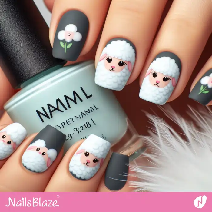 Simple Easter Nails with Lambs | Easter Nails - NB3501