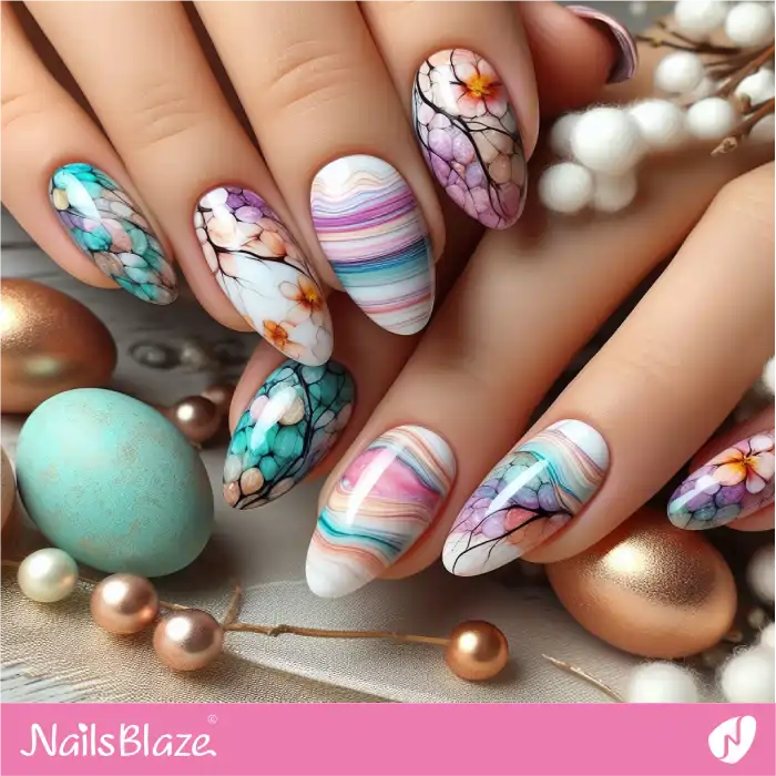 Colorful Marble Nails for Easter | Easter Nails - NB3741