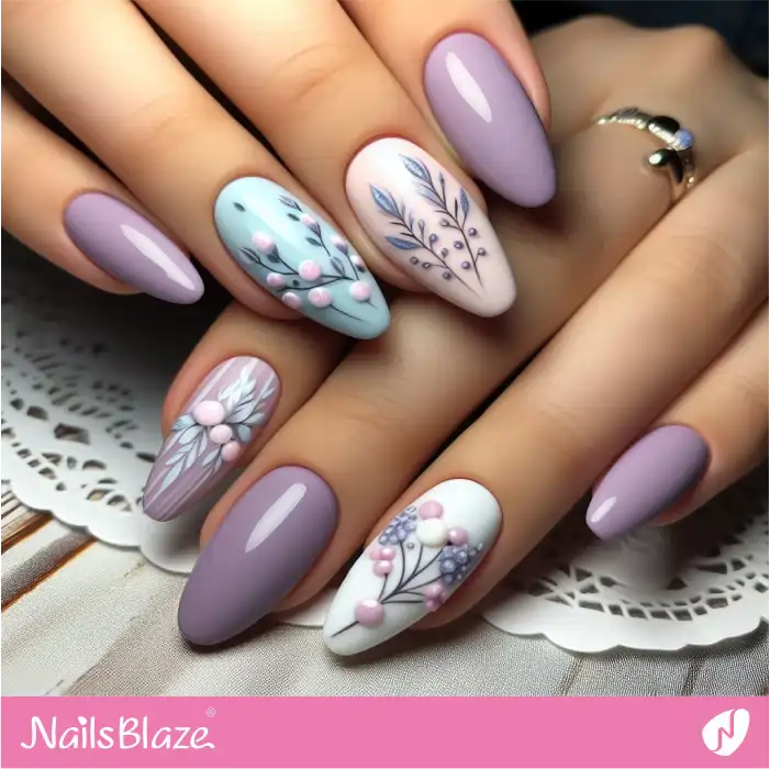 Cold Pastel Purple Easter Nails | Easter Nails - NB3685