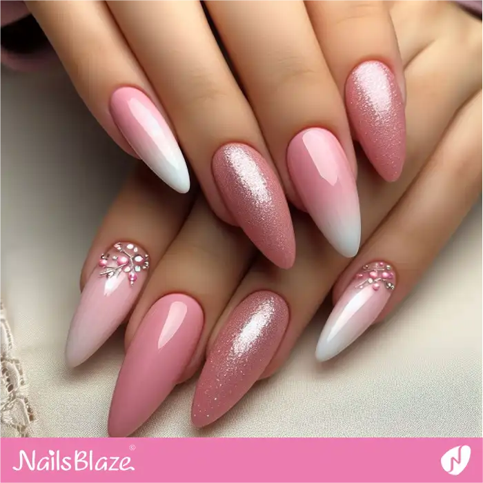 Glitter Pastel Pink Nails for Easter | Easter Nails - NB3690