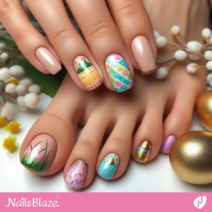 Easter Theme Toenails Design | Easter Nails - NB3783