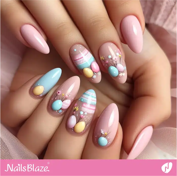 Pink Almond Nails for Easter | Easter Nails - NB3595