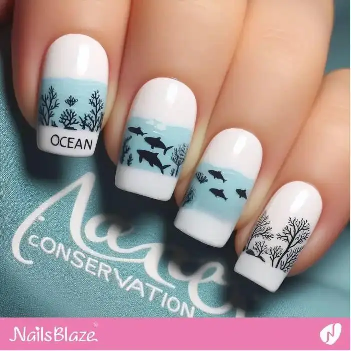 Ocean Conservation French Nails | Save the Ocean Nails - NB2816