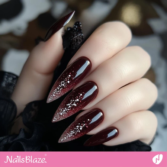 Bordeaux Burgundy Nails Design with Glitter | Fall Nails - NB5742