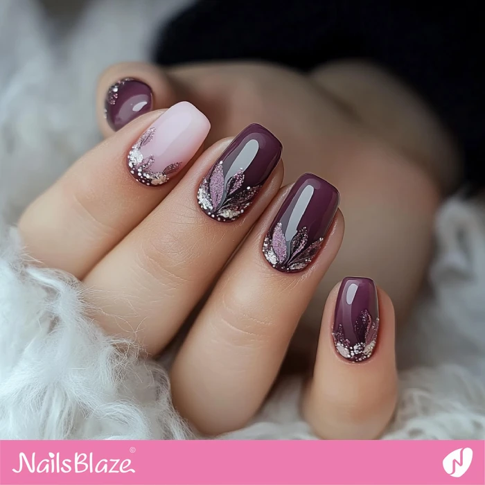 Plump Plum Short Nails with a Twist of Fall Design | Fall Nails - NB5748