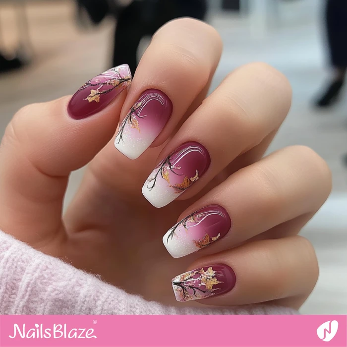 Plump Plum Ombre French Nails with a Twist of Fall | Fall Nails - NB5755