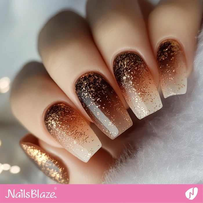 Embellished Cinnamon Ombre Nails | Fall Nails - NB5763