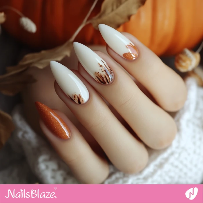 Pumpkin Spice and Creamy White Nails for Fall | Fall Nails - NB5771