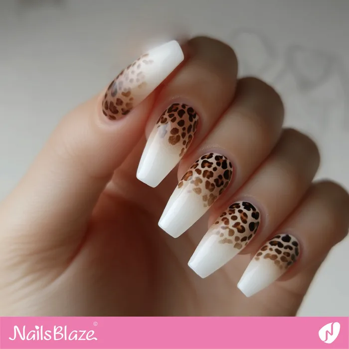 Ombre French Nails Leopard Print Design for Fall | Fall Nails - NB5727