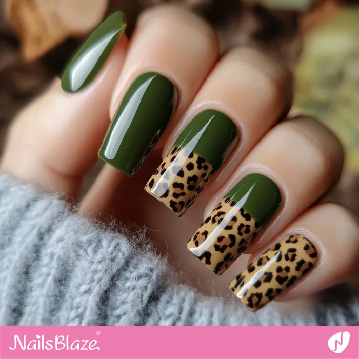 Square-shaped Fall Leopard Print Nails | Fall Nails - NB5737