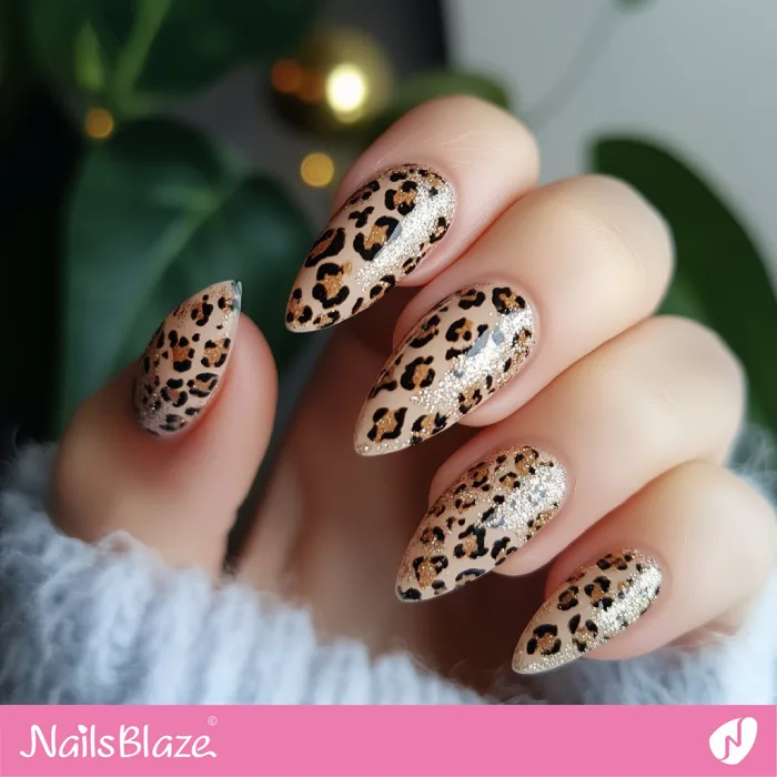 Fall Nude Nails Leopard Print Design | Fall Nails - NB5729