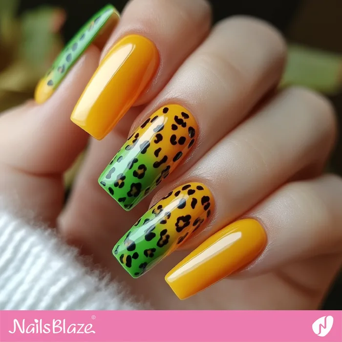 Fall Leopard Print Nails Gradient Design | Fall Nails - NB5740