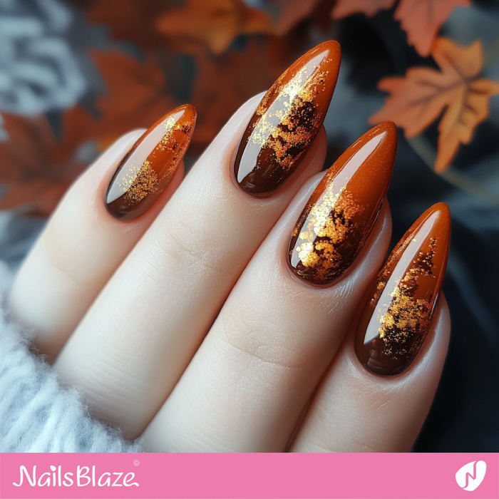 Autumn-inspired Nails with a Brown and Burnt Orange Color Gradient | Fall Nails - NB5520