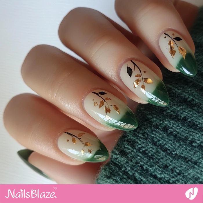 Cute Nails with Green Tips for Autumn | Fall Nails - NB5533