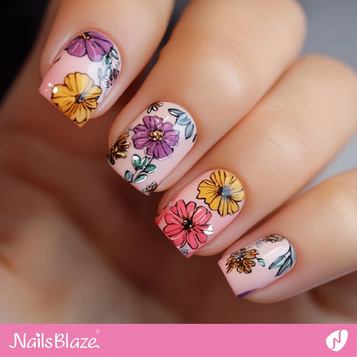 Cute Watercolor Style Nails Design | Fall Nails - NB5545