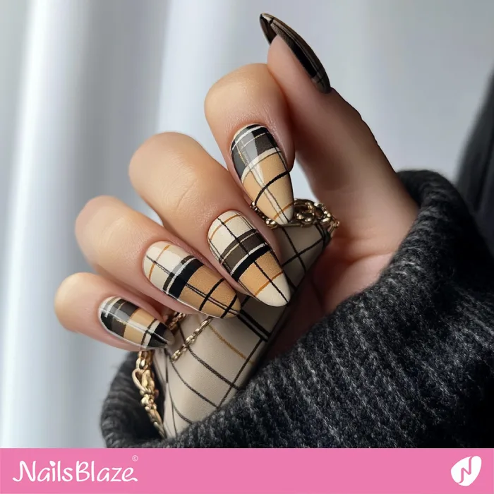 Fall Plaid Nails of Brown Shades | Fall Nails - NB5718