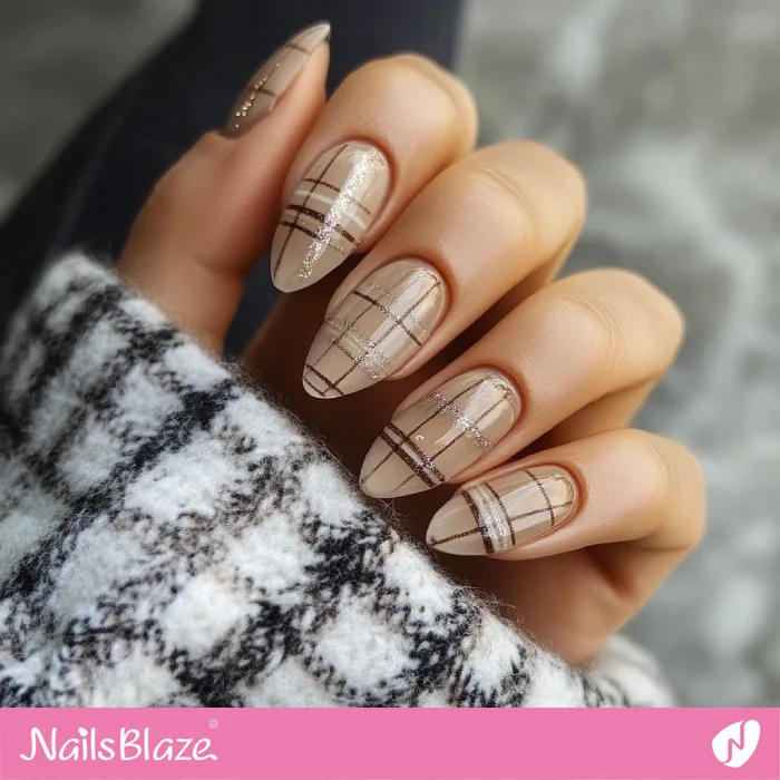 Fall Plaid Coffee Beige Nails | Fall Nails - NB5719