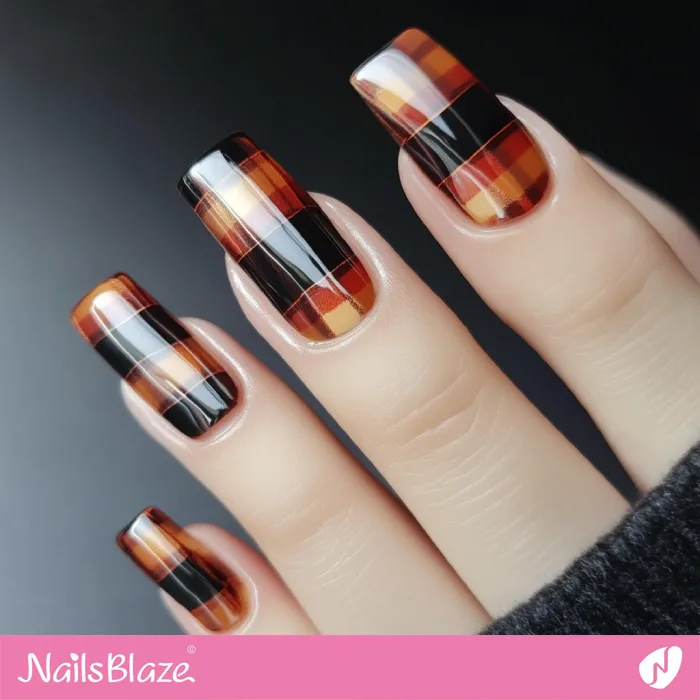 Red and Black Fall Plaid Nails Design | Fall Nails - NB5720