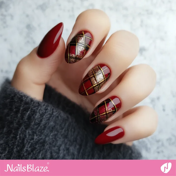 Fall Red Plaid Nails Design | Fall Nails - NB5706