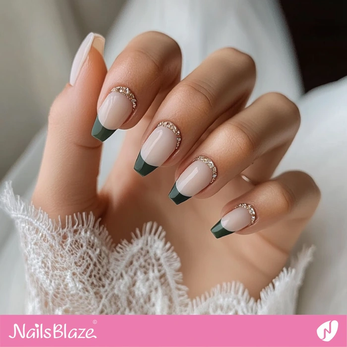 Fall Wedding Green Tips Nail Art | Fall Nails - NB5603