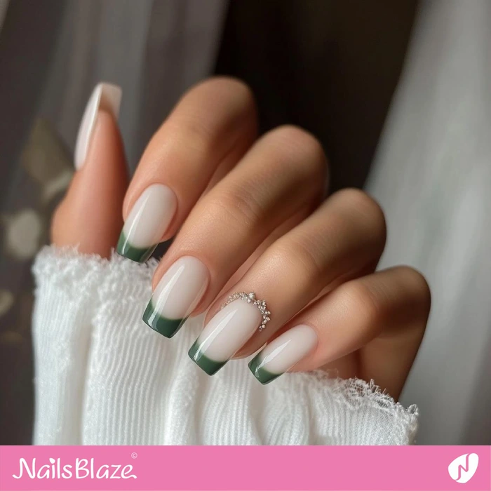 Green French Manicure for Wedding | Fall Nails - NB5584